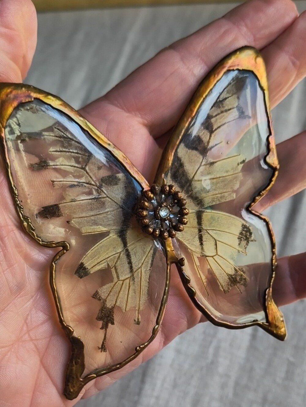 Real Swallowtail Butterfly Copper Necklace Fairy Boho Chic Renfaire Shabbychic - Picture 5 of 10